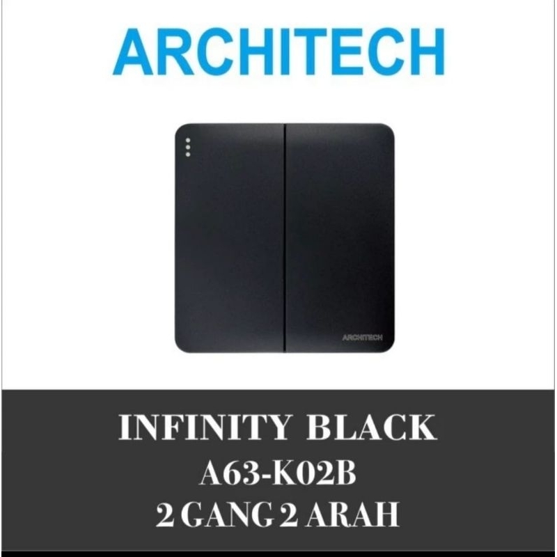 Saklar Seri Double Hotel/Tukar 2 GANG 2 Arah Architech Black Hitam  Grey  Brown Infinity A63-K02B