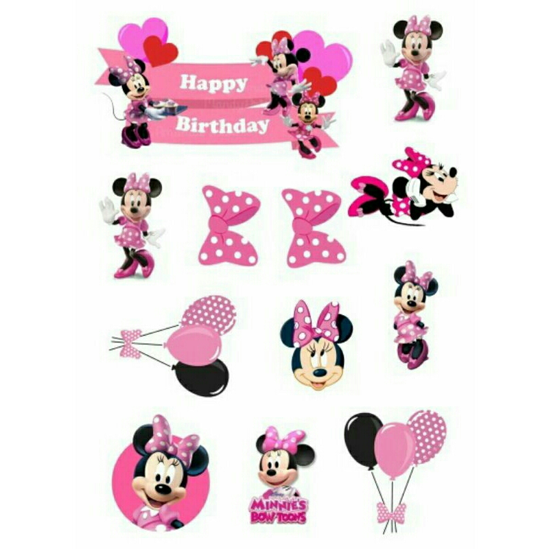 Topper MINNIE MOUSE Custom/ Hiasan Cake ULTAH Tema Minnie Mouse