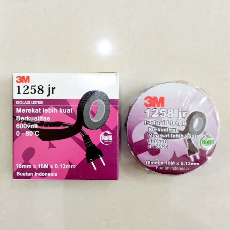 3M Isolasi Listrik Hitam 1258 JR/Isolasi kabel listrik/Isolasi kabel 3M