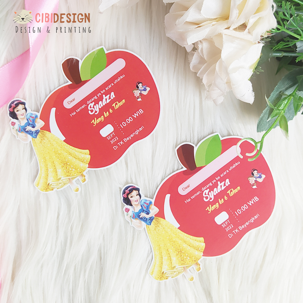Undangan Ulang Tahun / Birthday Invitation / Ultah Custom Cutting Lucu Snow White