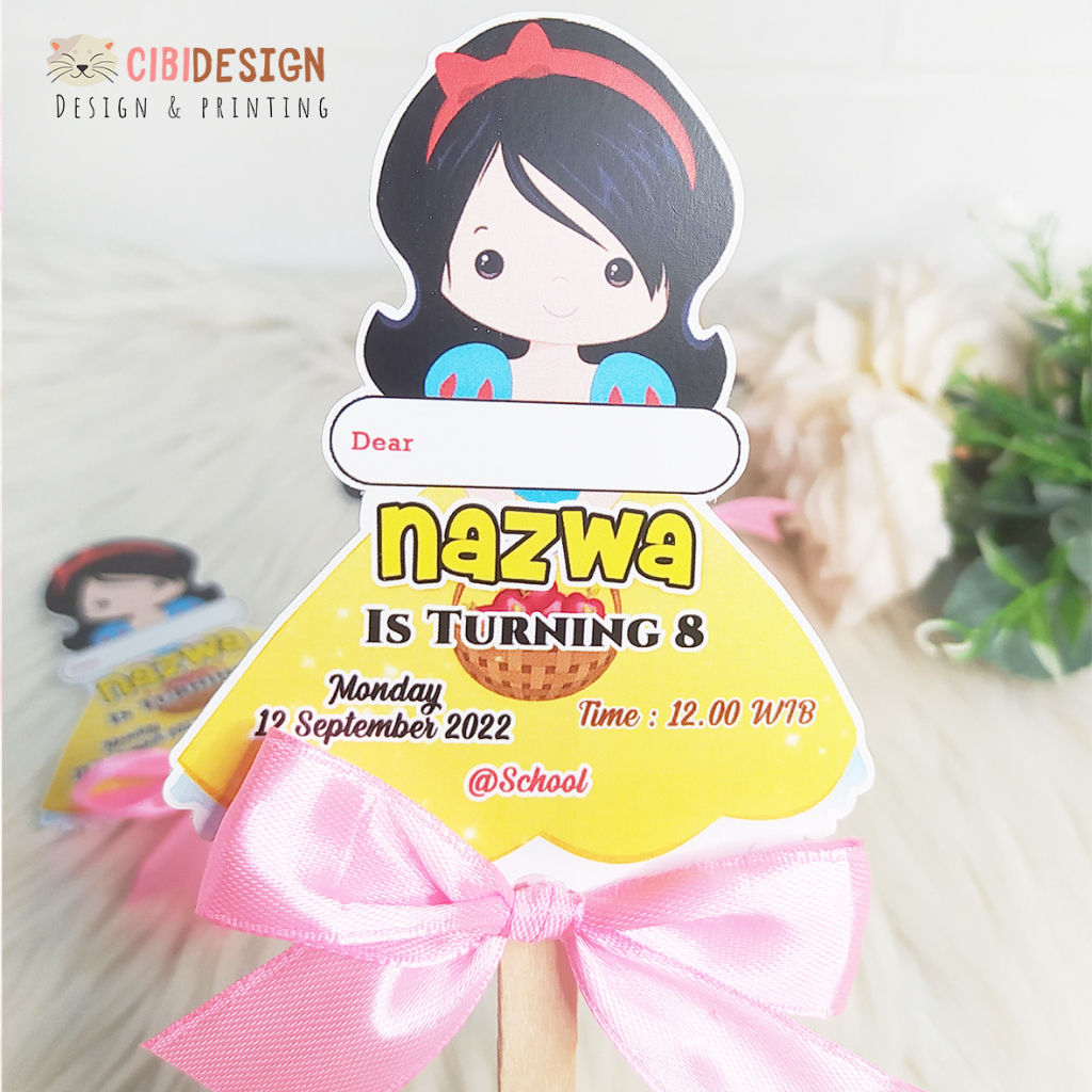 Undangan ultah ulang tahun anak custom / Birthday Invitation Karakter unik murah loly stik murah sno