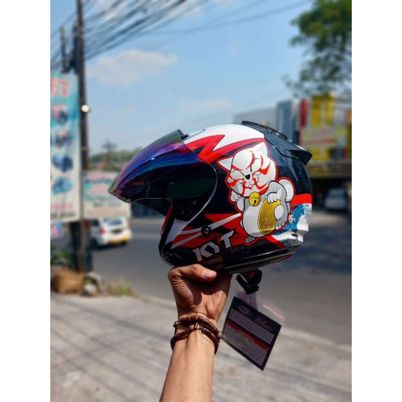 HELM KYT DJ MARU KABUKI GLOSI DAN DOFF VISOR RAINBOW