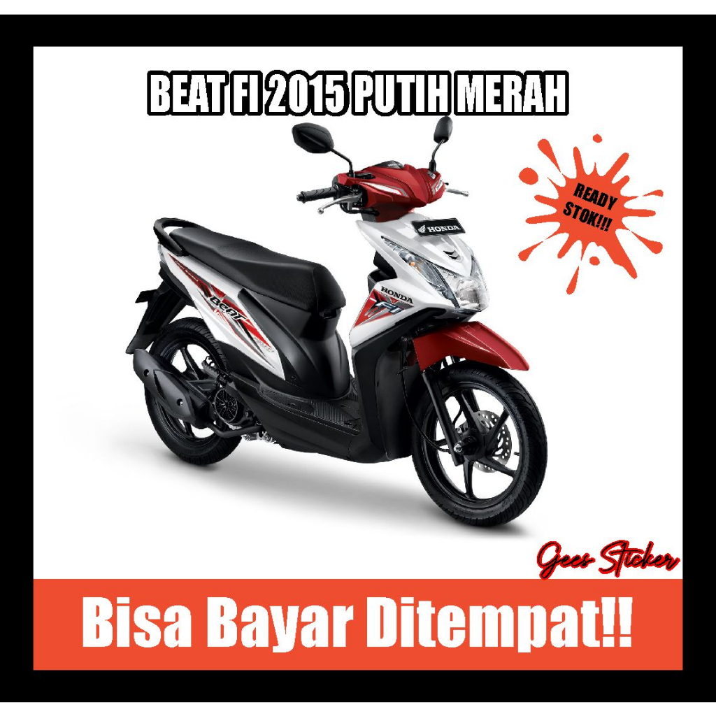 striping beat fi 2015 putih merah