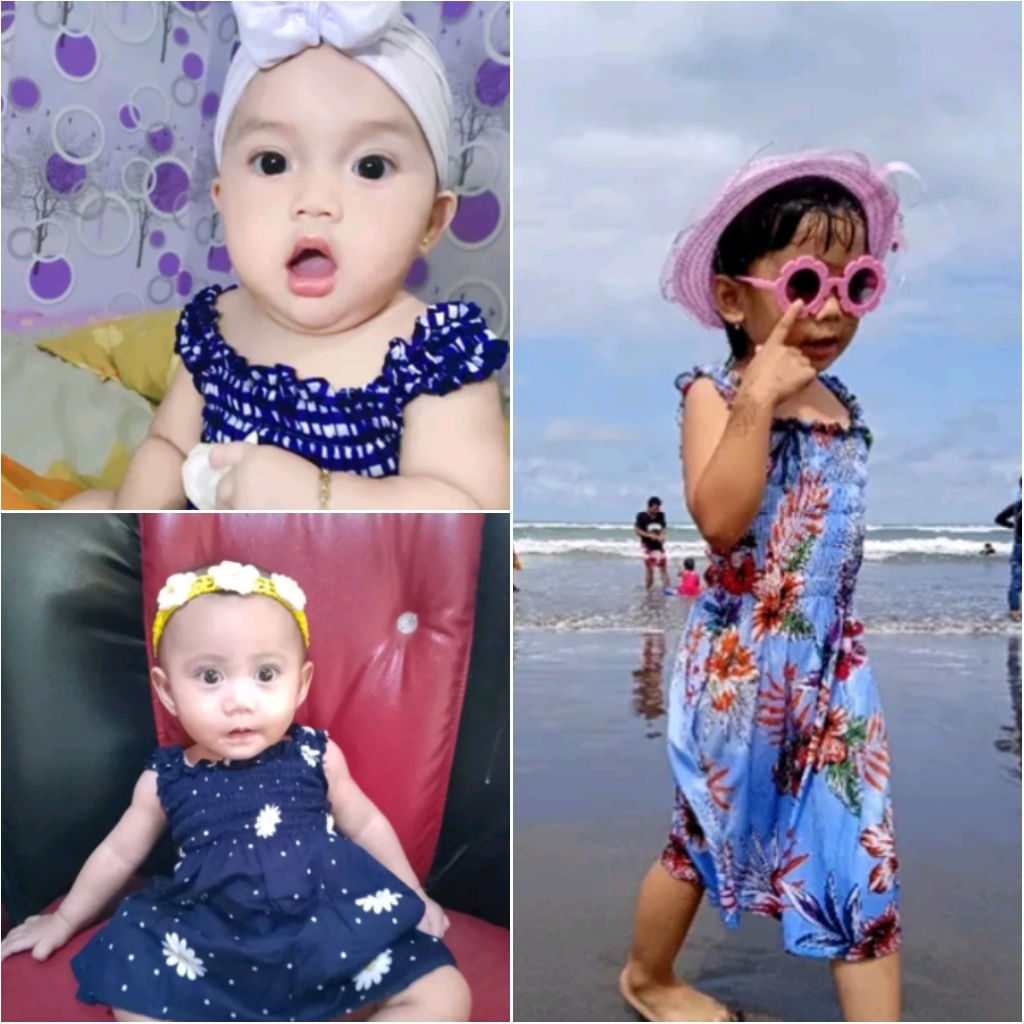 Daster kerut anak Bali ukuran-S pilih motif geser, atasan anak, pakaian anak perempuan, baju tidur, 