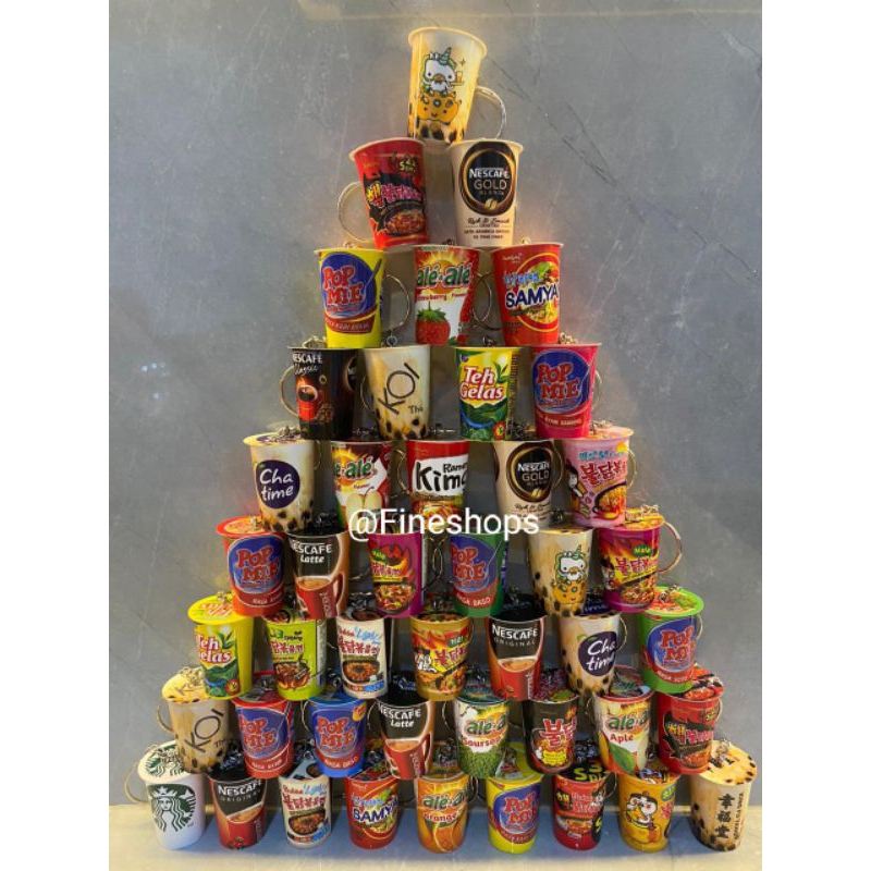 Gantungan Kunci Miniatur l Boba l Pop Mie l Samyang l Nescafe