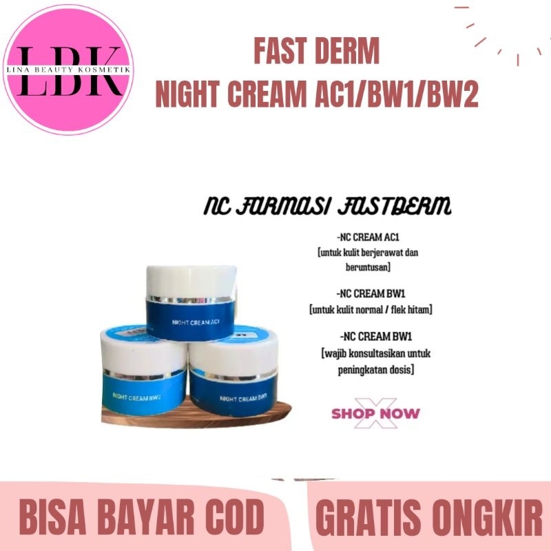 FAST DERM NIGHT CREAM GLASSKIN bw1 / NIGHT CREAM GLOWING FLEK bw1 / NIGHT CREAM ACNE DRAKSPOT ac1 fa