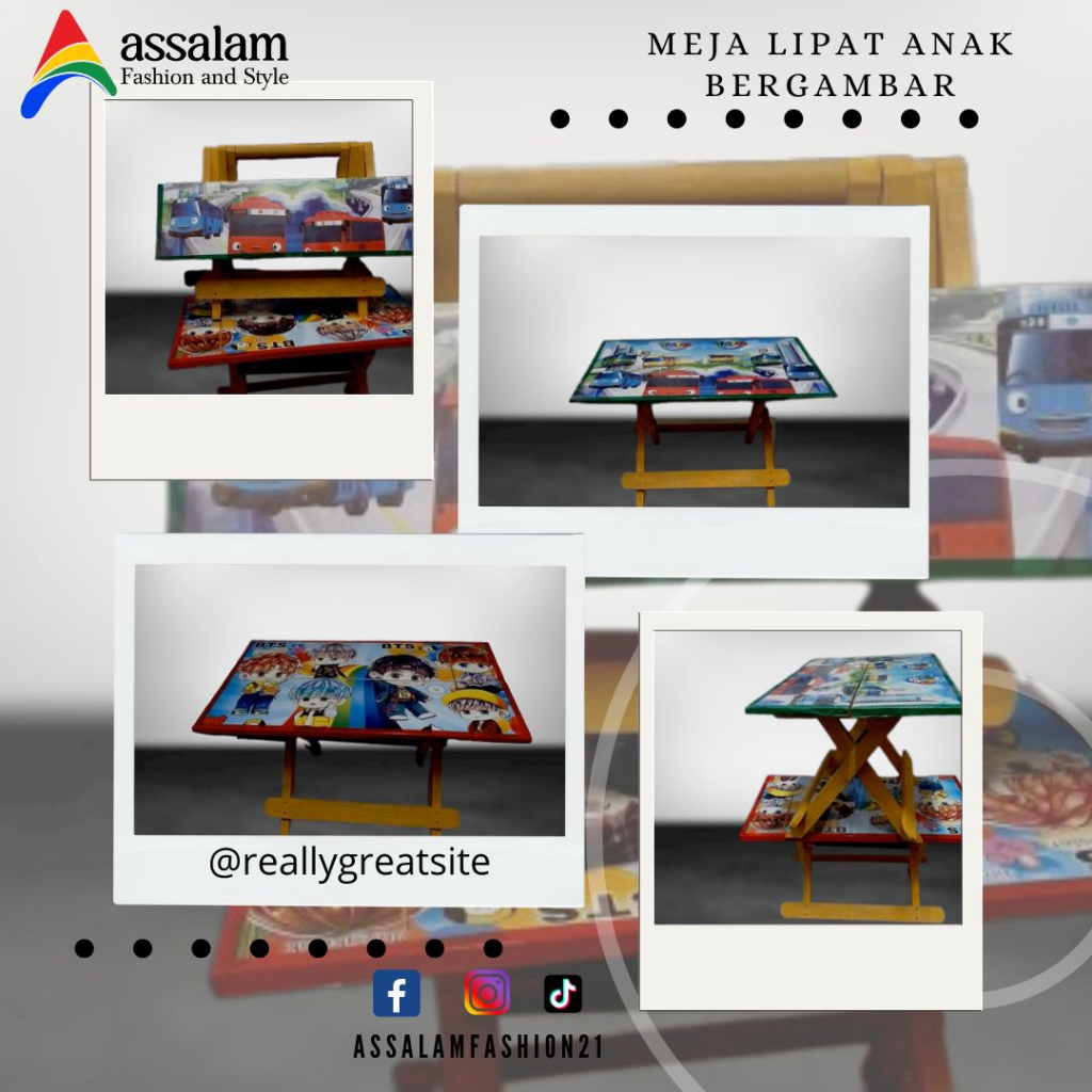 meja lipat/meja belajar anak bergambar