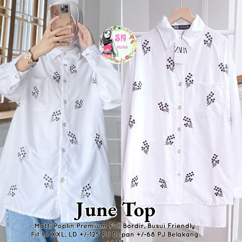 KEMEJA KASUAL WANITA LENGAN PANJANG JUMBO LD 120 MOTIF BORDIR / PAKAIAN WANITA BAJU ATASAN BLOUSE PU