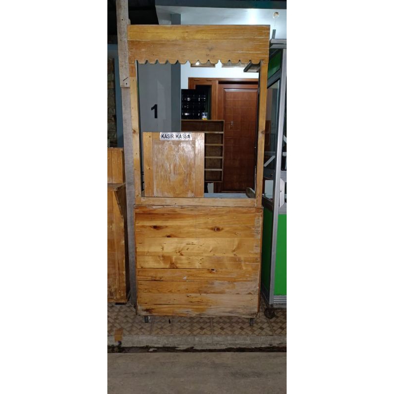 Booth Mini Kasir Gerobak Kecil Kayu Jati Belanda