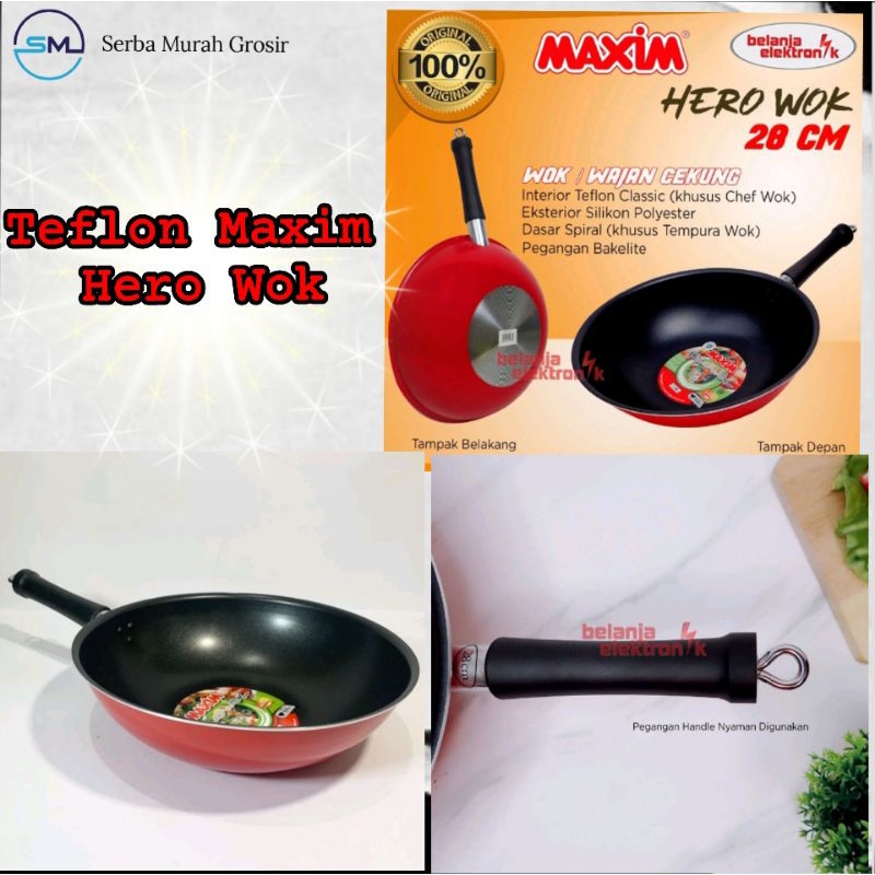 Teflon Anti Lengket/Wajan anti lengket/Wajan panci goreng/Teflon Maxim Hero Wok