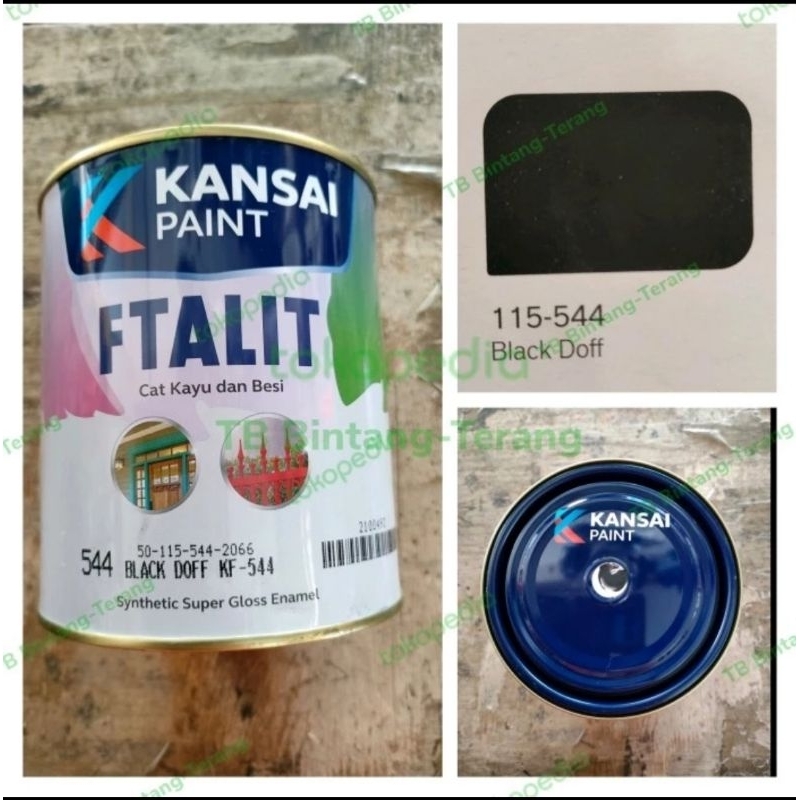 

FTALIT Kansai Paint 1 kg Black Doff Cat Minyak Besi Kayu Hitam Doff