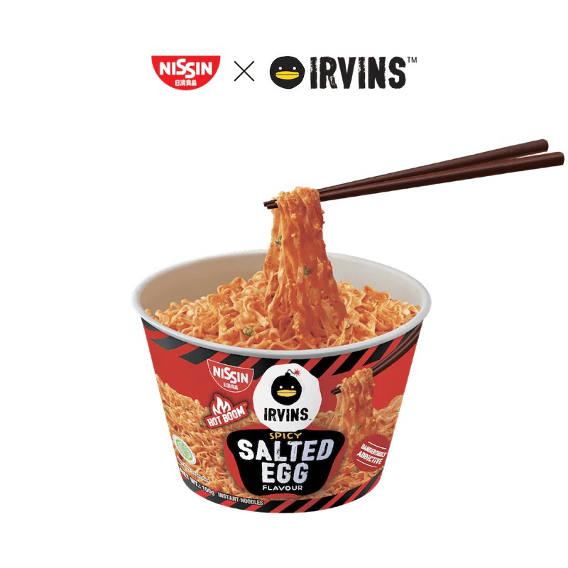 

NISSIN X IRVINS HOTBOOM SPICY SALTED EGG INSTANT NOODLE BOWL