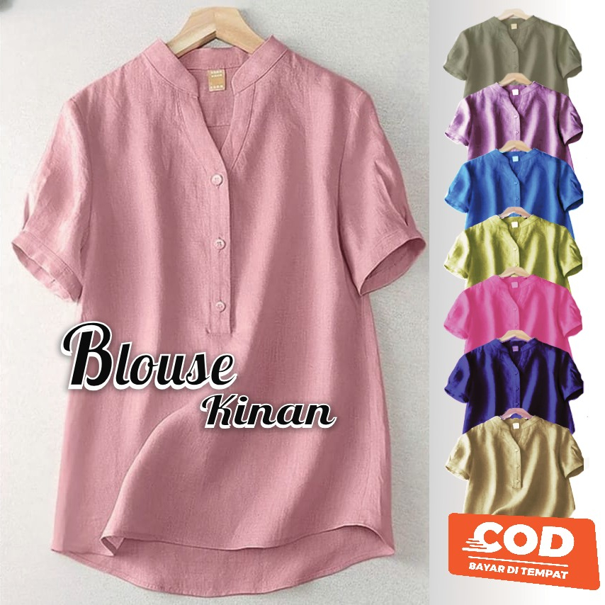 PROMO BAJU KINAN BLOUSE - KINAN LINEN BLOUSE - ATASAN WANITA - PAKAIAN TERLARIS - KEMEJA BLOUSE LINE