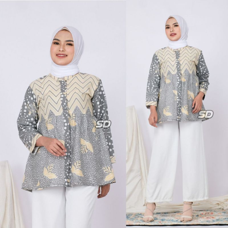 Blus Batik Baju Atasan Wanita Model Unik Cantik Seragam Guru PNS Formal Kantor Kerja Bank Pegawai SD