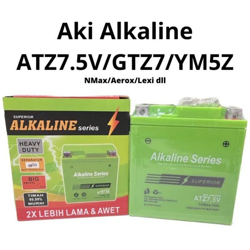 Aki Motor Alkaline ATZ7.5V GTZ7 YM5Z 12V 8Ah NMax Aerox Lexi