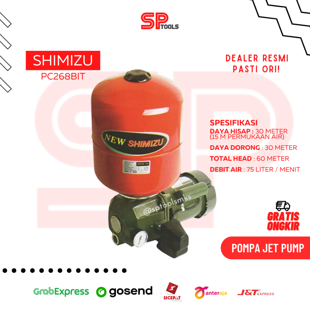 POMPA SUMUR DALAM SHIMIZU JET PUMP OTOMATIS 30METER SHIMIZU PC268
