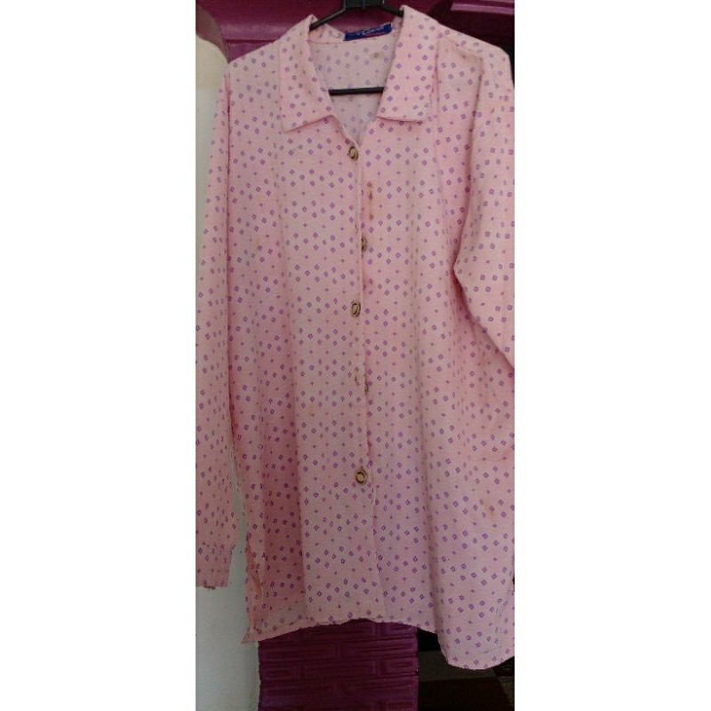 Kemeja Wanita Motif Bunga Kecil Jumbo XXL | Preloved