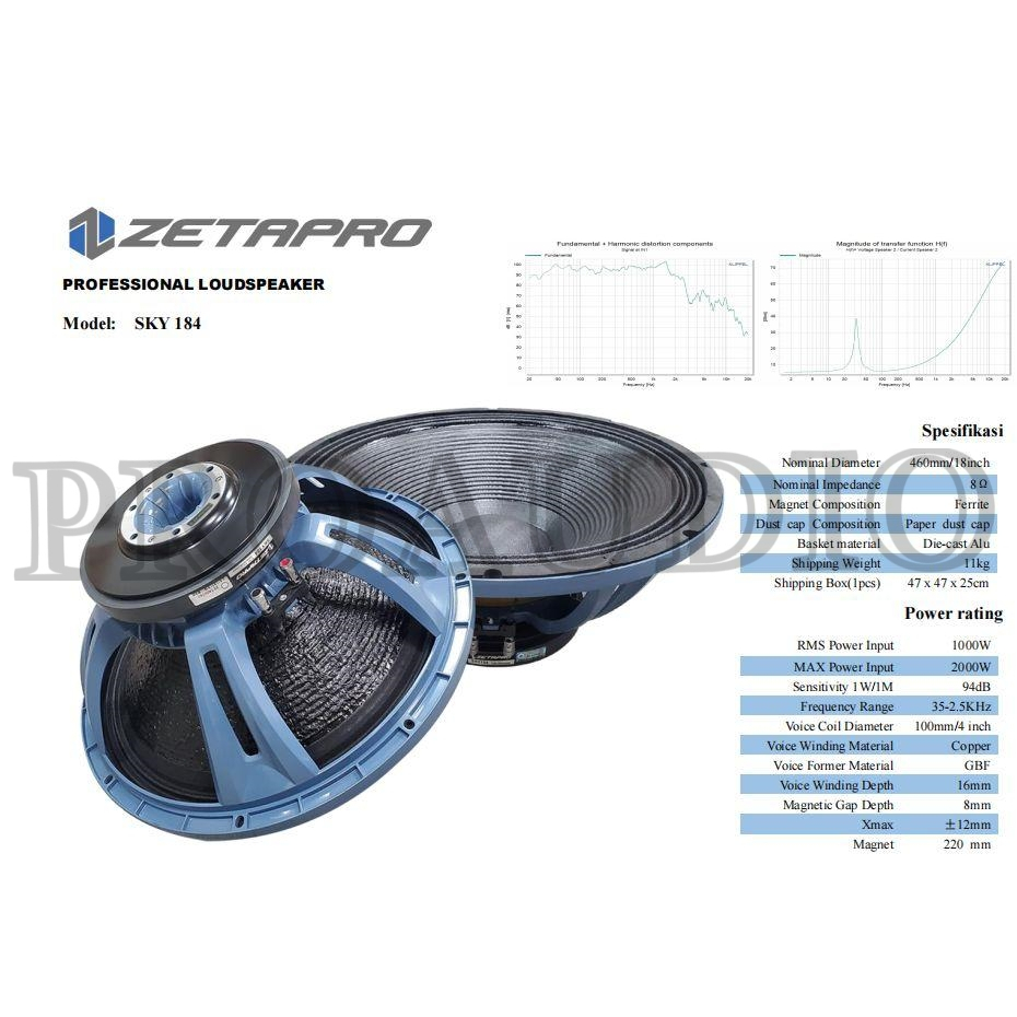 Speaker Zetapro 18 Inch Zetapro SKY 184 SKY-184 SKY184 Biru Original