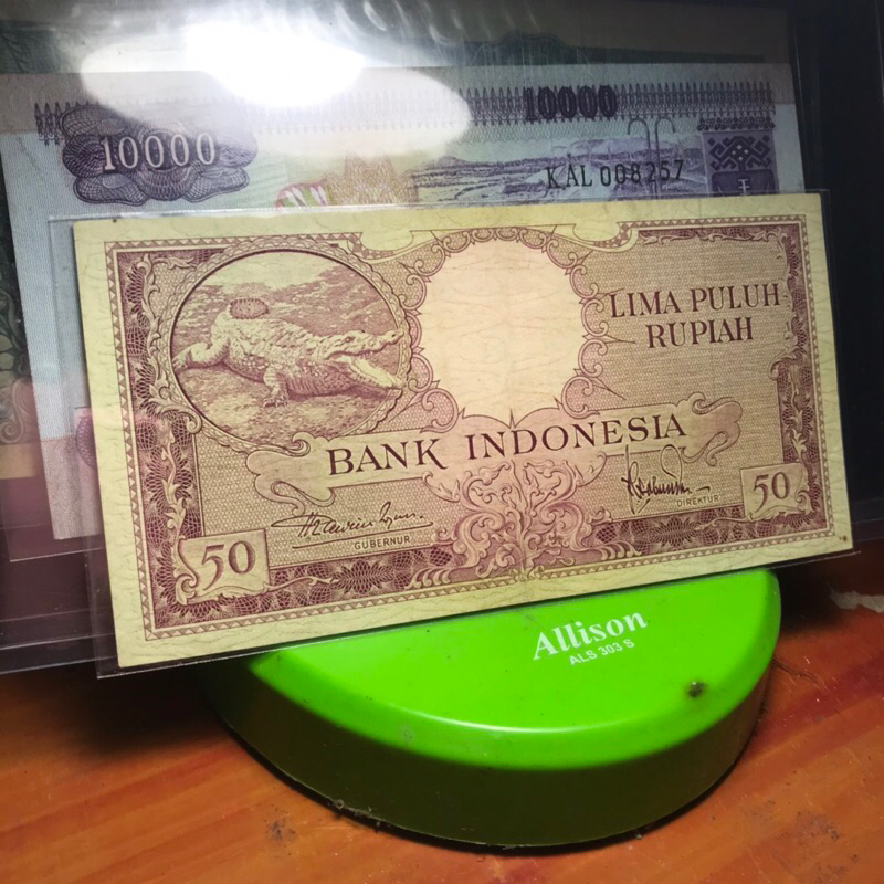 Uang 50 Rupiah Seri Hewan Buaya 1957 Mulus
