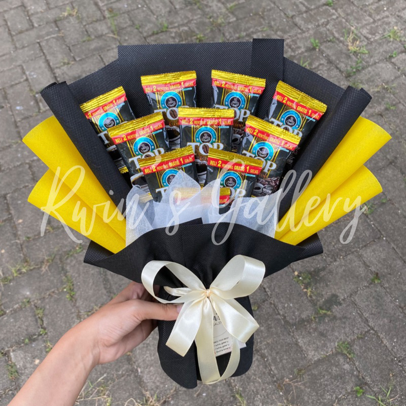 

[Pre-Order] Isi 10 20 Buket Kopi Top Coffe mini sachet murah. Bouquet wisuda. Bucket. kado cowok