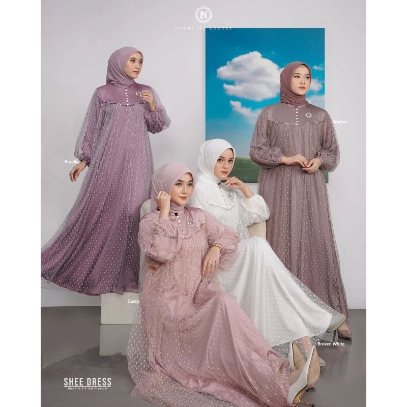 Shee dress by Nadheera Luxury|COD|dress mewah|gamis kondangan|gaun pesta|gamis bahan tule