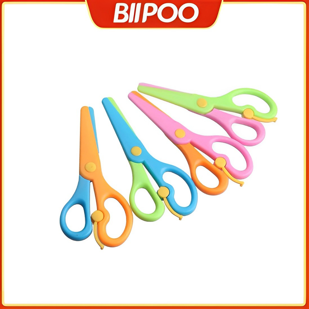 

BIIPOO Gunting Anak Plastik/tip tumpul untuk penggunaan yang aman desain trendi/Pemotong kertas pengaman plastik