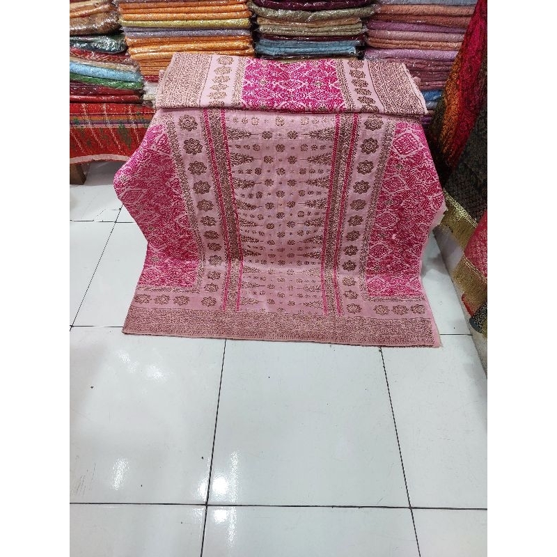 Songket palembang pink tembaga satibi