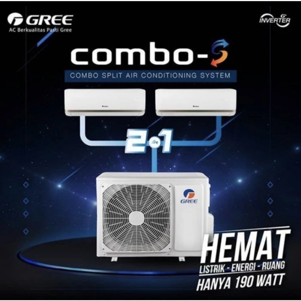 Gree AC Multi Combo Split 3/4 pk GWC-0707CS Garansi Resmi
