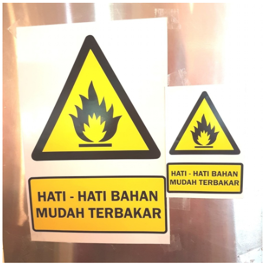 

SIGN LABEL STICKER K3 SAFETY BAHAN MUDAH TERBAKAR 10 X 15 CM