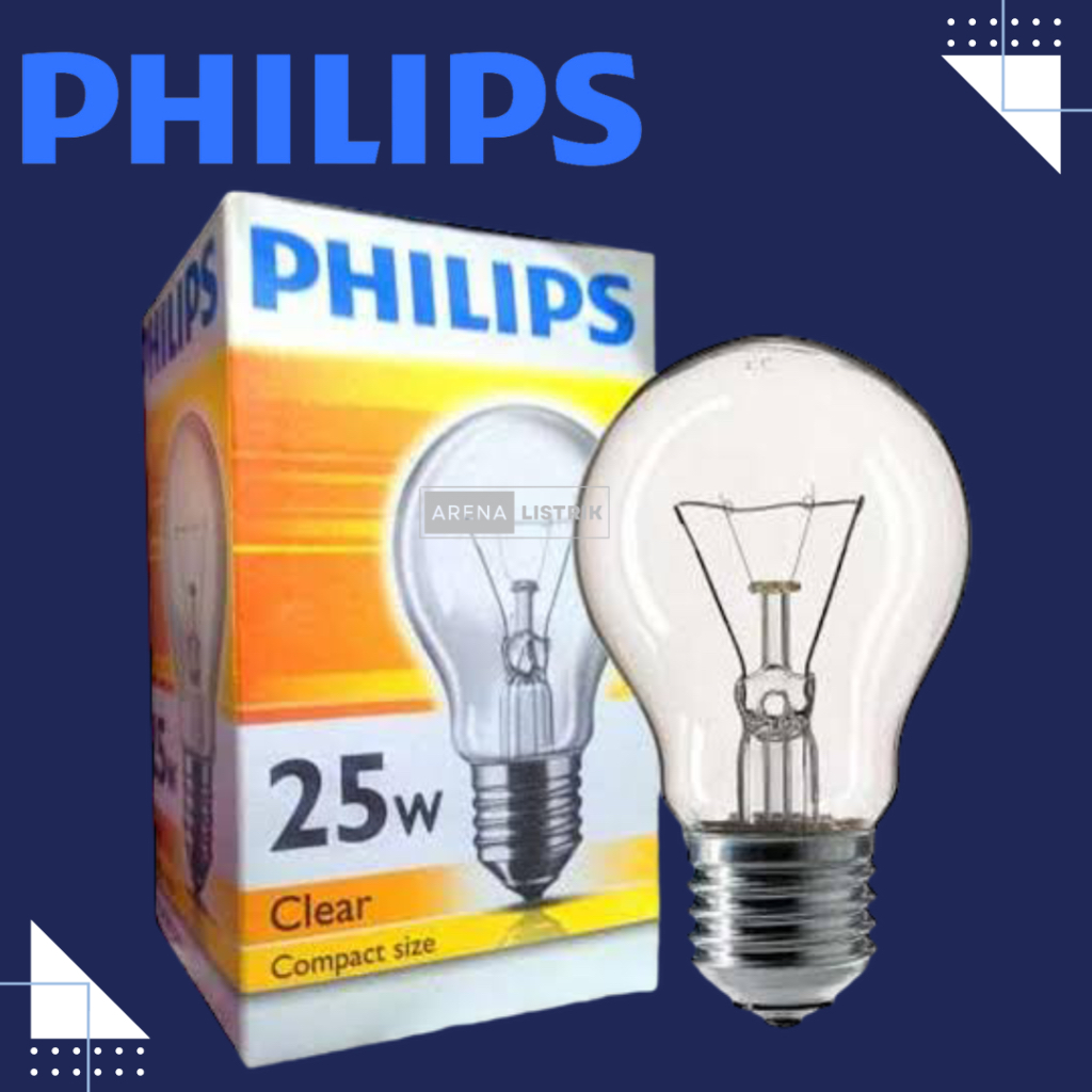 Bohlam Lampu Pijar Philips Classic 25 Watt 25W 25Watt 25 W Clear
