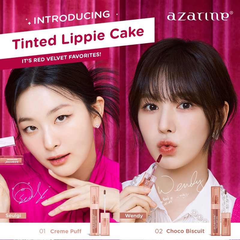 Azarine Tinted Lippie Cake Lip Tint 2.9ml x Red Velvet Liptint Original BPOM COD