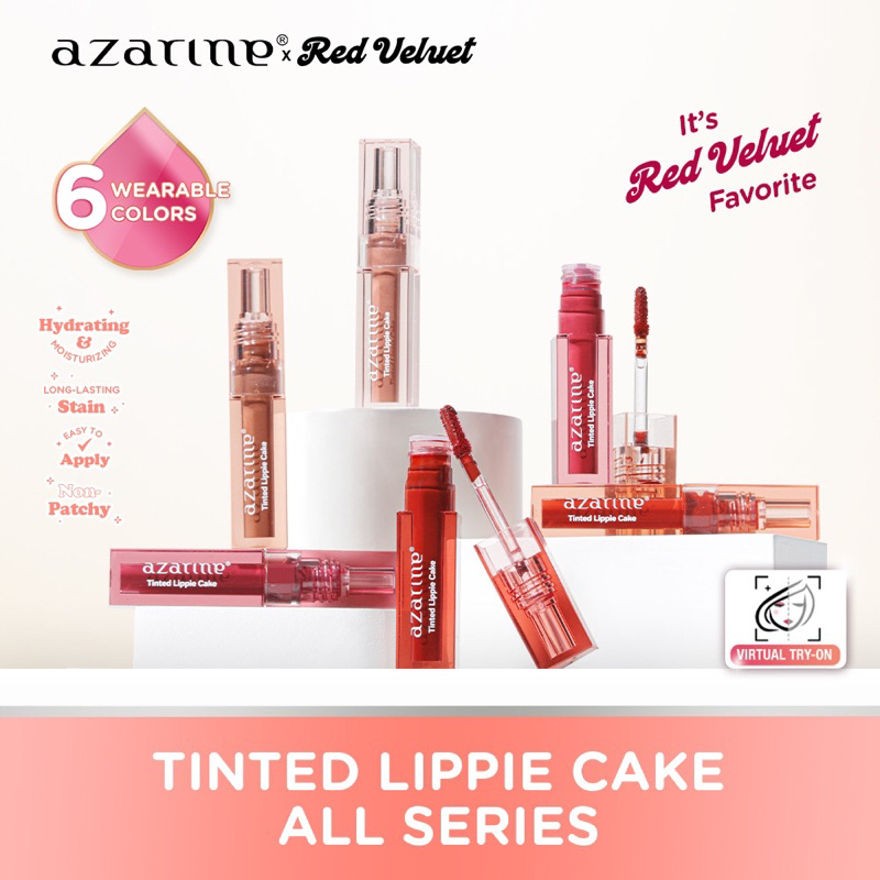 Azarine Tinted Lippie Cake Lip Tint 2.9ml x Red Velvet Liptint Original BPOM COD