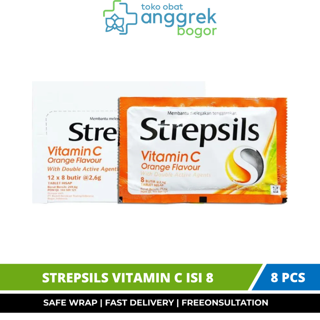 

STREPSILS VITAMIN C ISI 8/PERMEN PELEGA TENGGOROKAN DENGAN VITAMIN C
