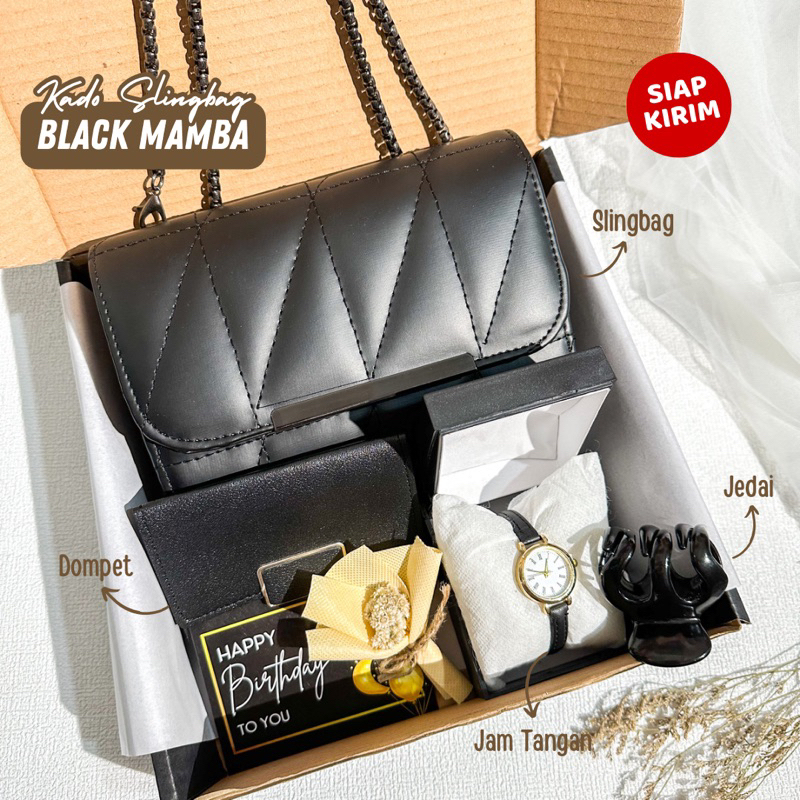 

- Kado Cewek Mamba Black Edition | Gift Box Slingbag | Hampers Ultah Wisuda Anniversary