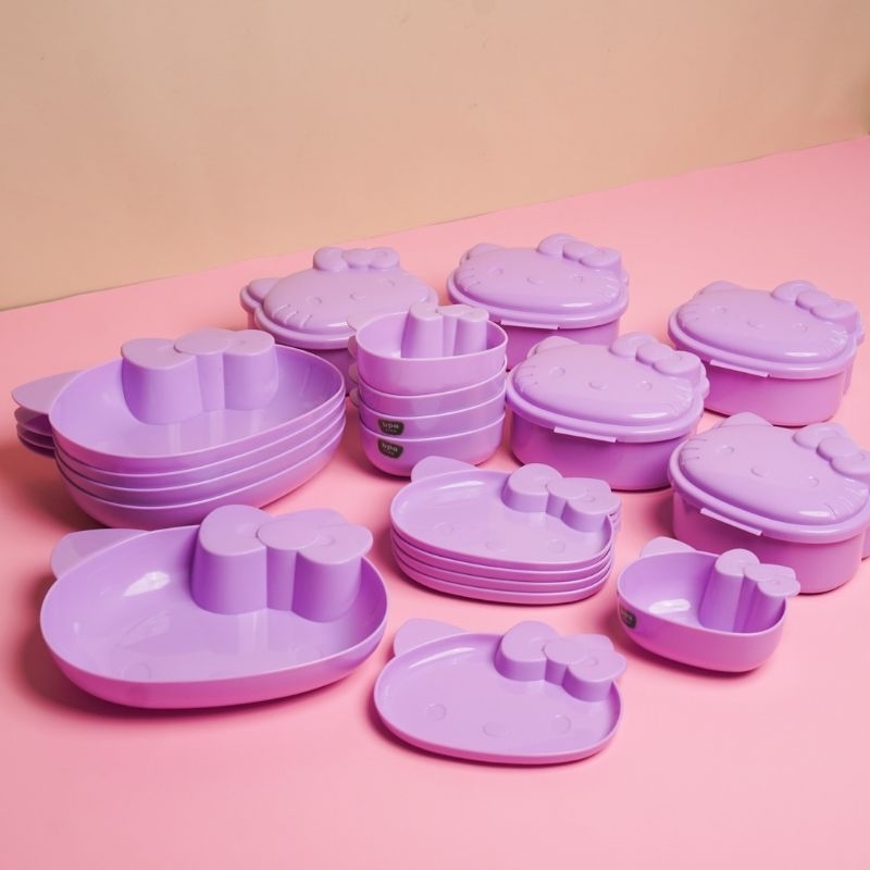 Technoplast - wadah makan anak Lucu|wadah bekal anak Hello kitty set of 20 Ungu