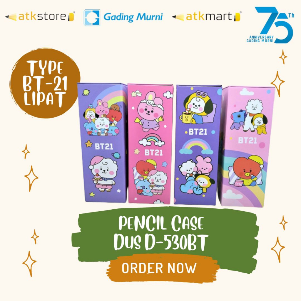 

TEPAK PENSIL LIPAT // TEPAK LIPAT DUS TEBAL BT21 // PENCIL CASE DUS D-530BT TEBAL