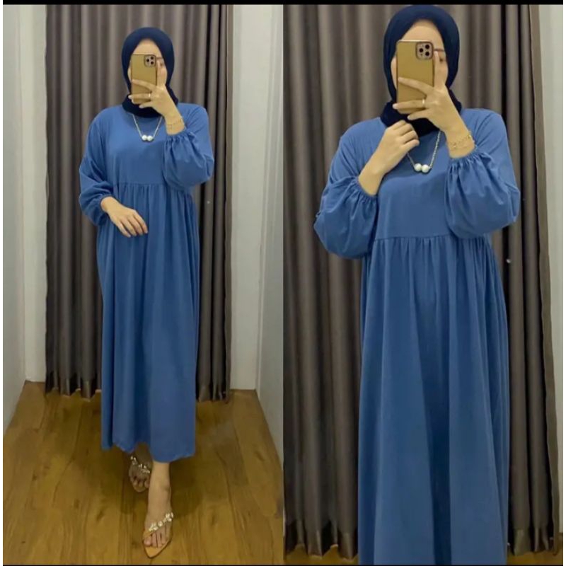 MIDI dress Wilda rempel bawah busui friendly gamis remaja kekinian terbaru