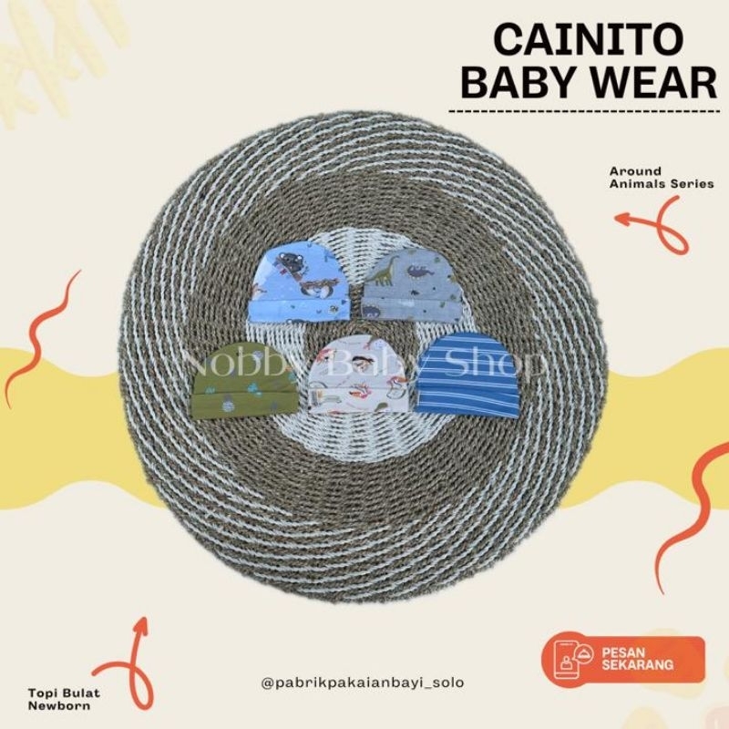 Cainito Baby Wear Motif Around Animal Topi Bayi Size Newborn