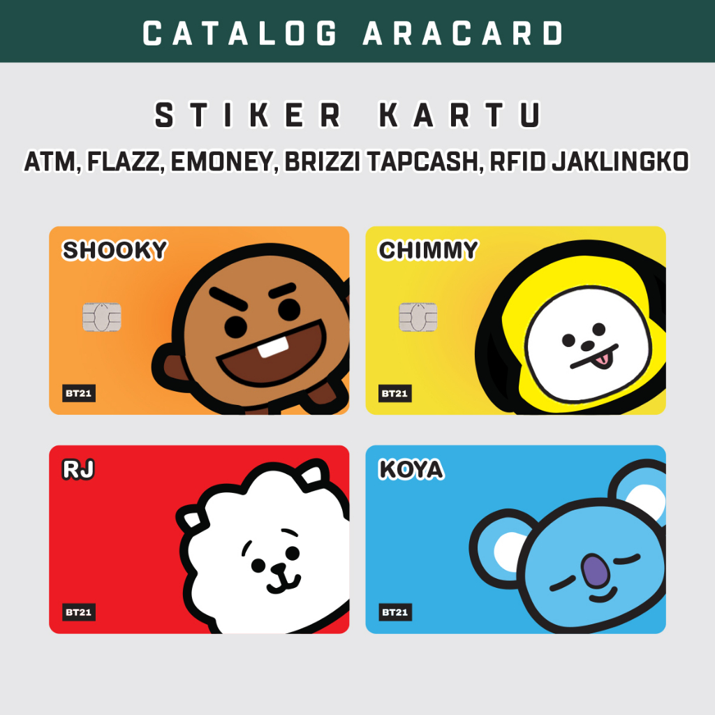 

Stiker Sticker Kartu Atm Garskin Skin Card Atm - BT21 Vinyl + Laminating Glosy Stiker Kartu Atm BCA Mandiri Bri Bni Debit Credit Emoney, Flazz, E-toll, Tap-cash, Brizzi, RFID, Jaklingko dll
