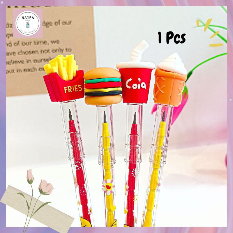 

1 Pcs Pensil Susun Burger Cola Kentang Fastfood Pensil Bisa Direfil