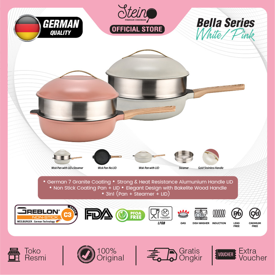 STEIN Bella series | Kukusan panci Granite Coating Greblon German