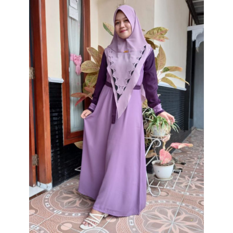 gamis wollycrep/gamis daily/gamis remaja/gamis ungu/gamis polos