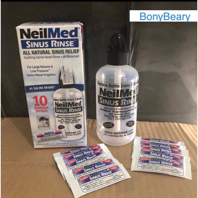 Neilmed Sinus Rinse Lengkap Botol+ 10 Premixed Sachets. Original Impor.