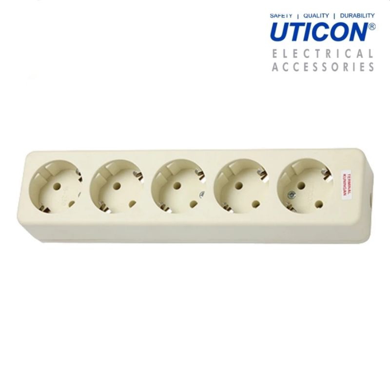 Stop Kontak Uticon 5L ST 158 Terminal Kuningan Uticon 5 Lubang ST158 Cok Sambung Uticon 5lubang