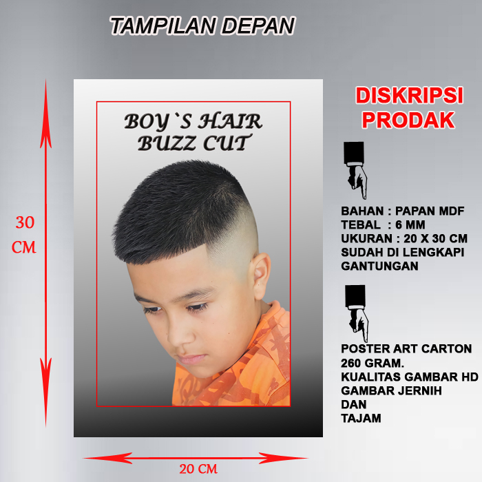 Poster Kayu Papan MDF Model Anak- Anak  Poster Barbershop Pangkas Rambut Model MDF