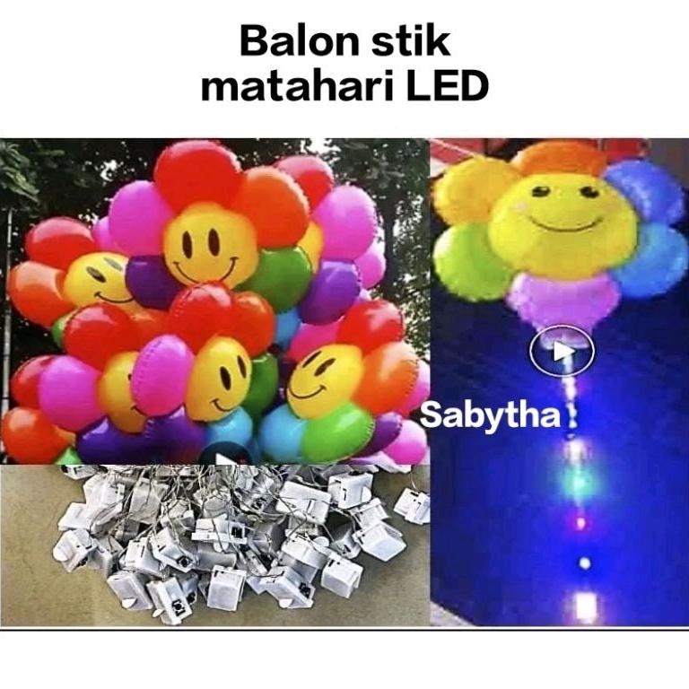 20pc Balon Stik Lampu LED Bunga Matahari Rainbow Sun Flower
