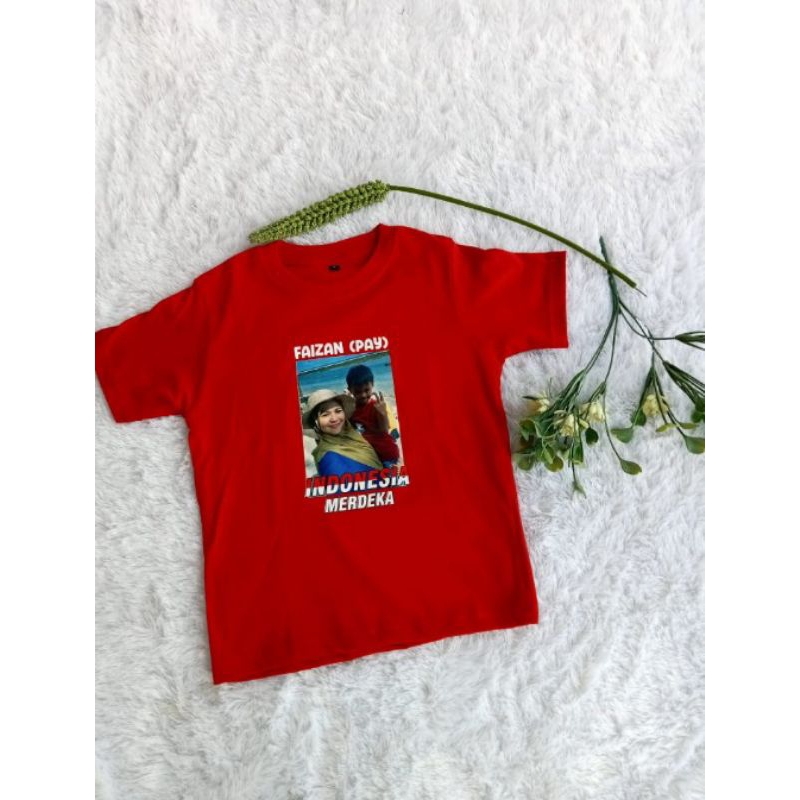 KAOS ANAK FOTO & NAMA | BISA DESAIN SENDIRI | CUSTOM FOTO & NAMA | 1 - 11 TAHUN