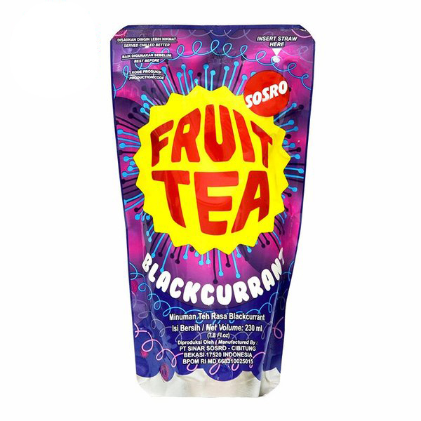 

Fruit Tea Sosro Pouch Blackcurrrant 200 ml Per Pcs