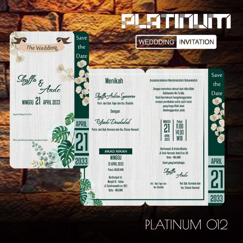 

Undangan Pernikahan / Wedding Invitation Platinum 12