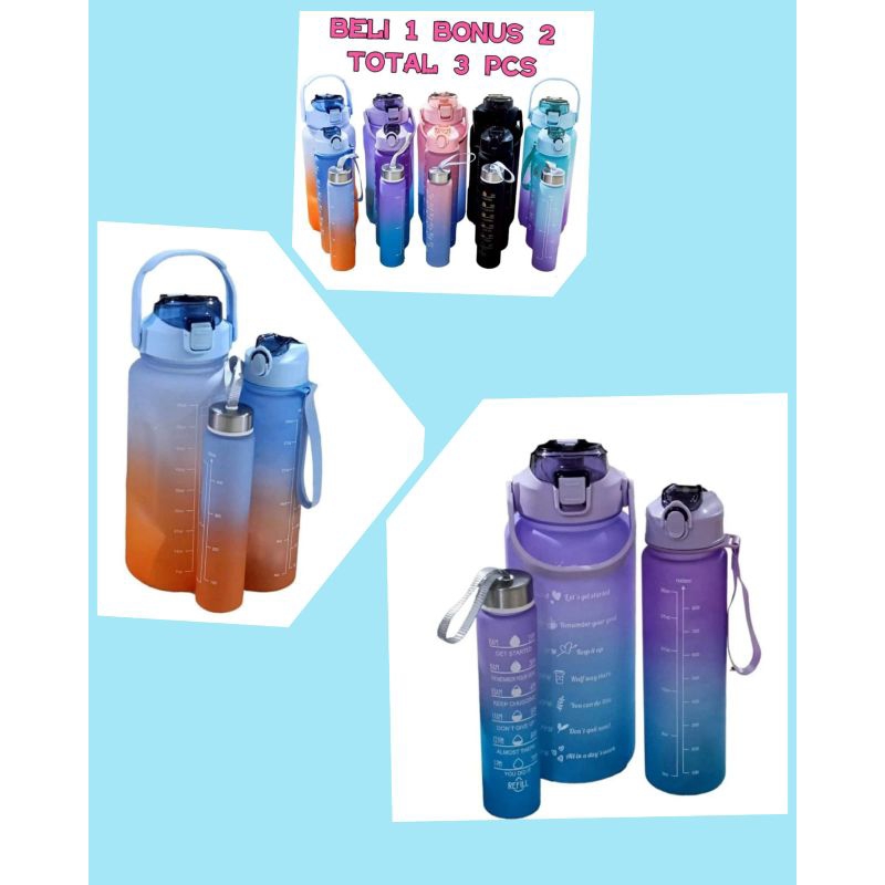 SET BOTOL MiNUM BOTOL BERANAK GRADASI ISI 3 PCS BOTOL MINUM VIRAL BOTOL 2L GRADASI